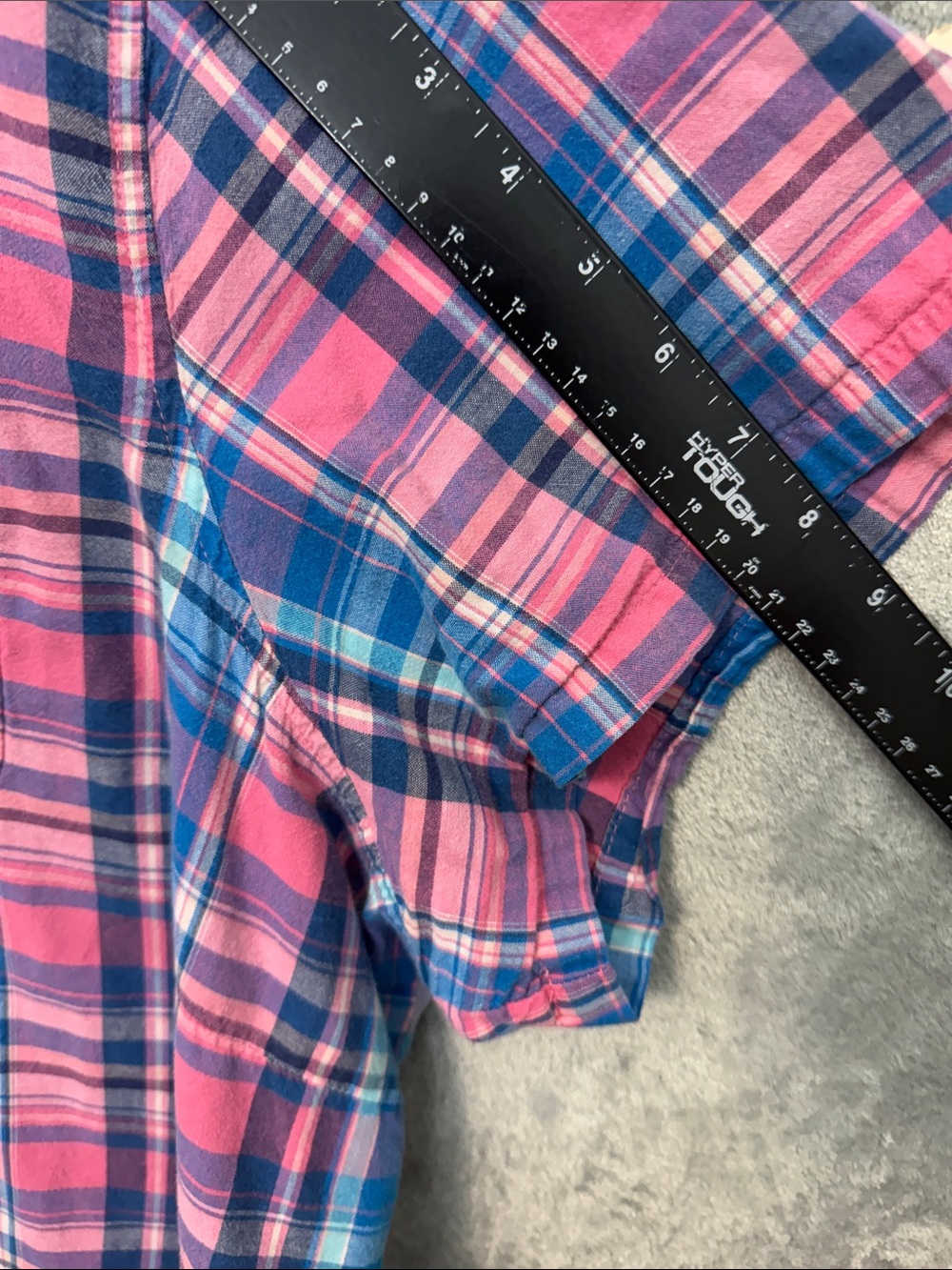 Riders by Lee Womens 3X Short-Sleeve Plaid Button-Down Shirt in Pink and Blue - Picture 6 of 8